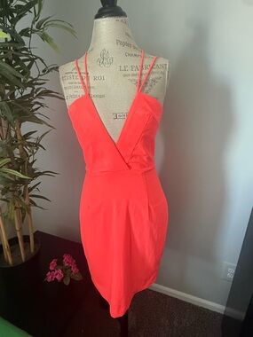 dress size small Strappy Salmon Orange Women's Cocktail Party Dress